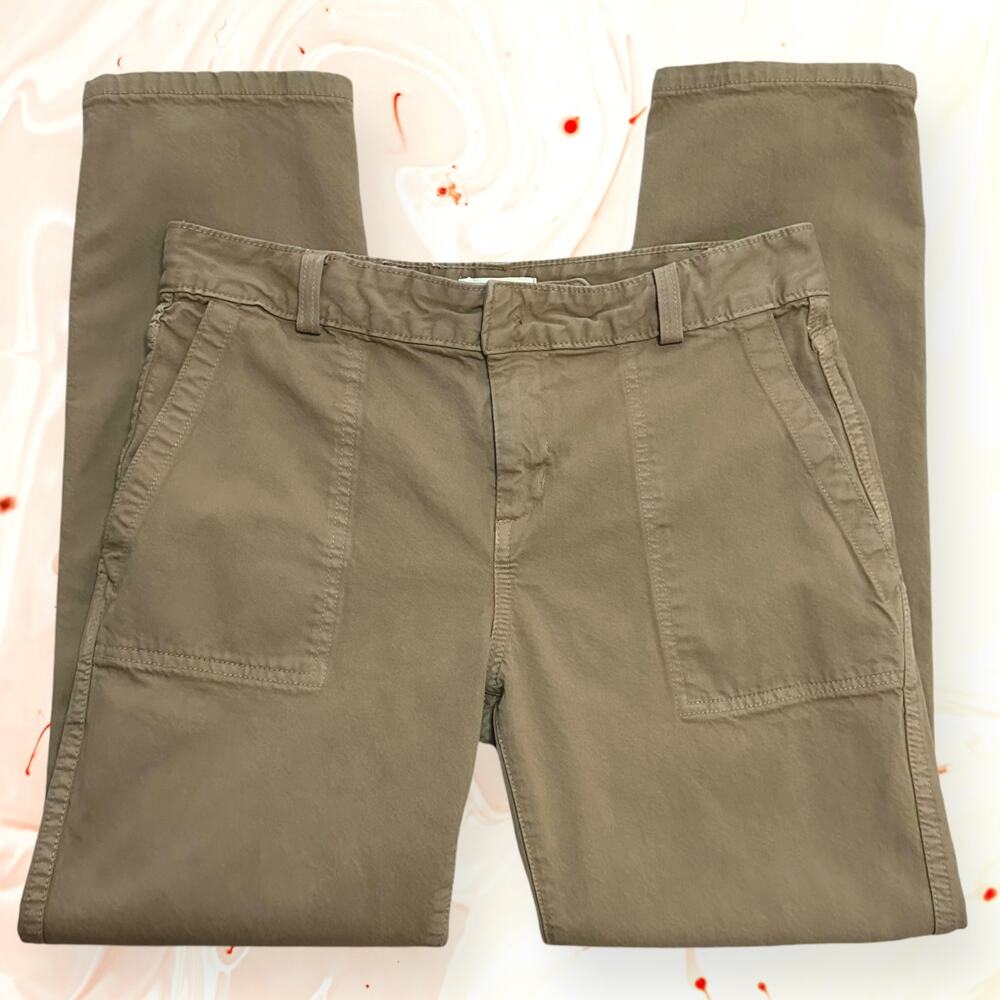 L'AGENCE Twill Pants Slim Straight Cigarette Chino Brown Stretch Mid Rise 6